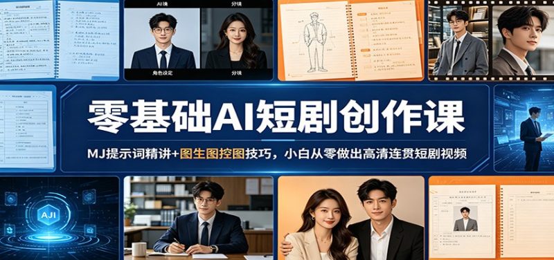 零基础AI短剧创作课:MJ提示词精讲+图生图控图技巧,小白从零做出高清连贯短剧视频-咖脉互联