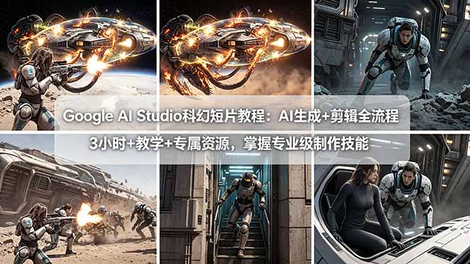 Google AI Studio科幻短片教程:AI生成+剪辑全流程,3小时+教学+专属资源,掌握专业级制作技能-咖脉互联