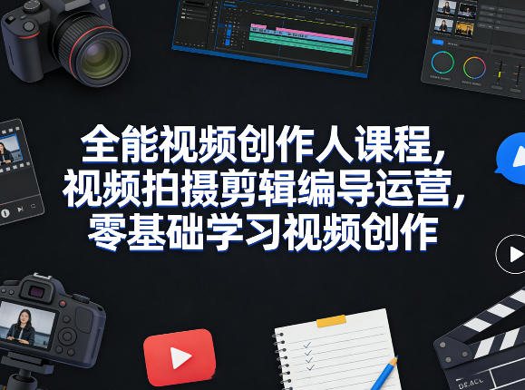 全能视频创作人课程,视频拍摄剪辑编导运营,零基础学习视频创作(更新2026年4月)-咖脉互联
