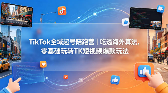 TikTok全域起号陪跑营｜吃透海外算法，零基础玩转TK短视频爆款玩法-咖脉互联
