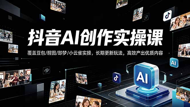 抖音AI创作变现课,覆盖豆包/醒图/即梦/小云雀实操,长期更新玩法,高效产出优质内容-咖脉互联