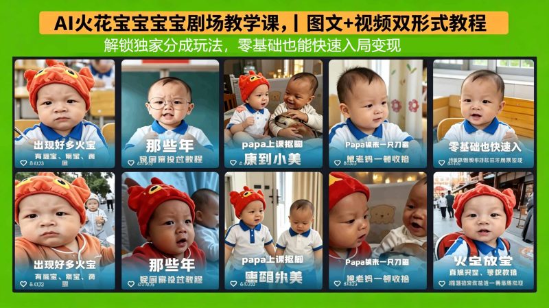 AI火花宝宝宝宝剧场教学课，图文+视频双形式教程，解锁独家分成玩法，零基础也能快速入局变现-咖脉互联