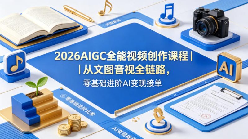 2026AIGC全能视频创作课程｜从文图音视全链路，零基础进阶AI变现接单-咖脉互联