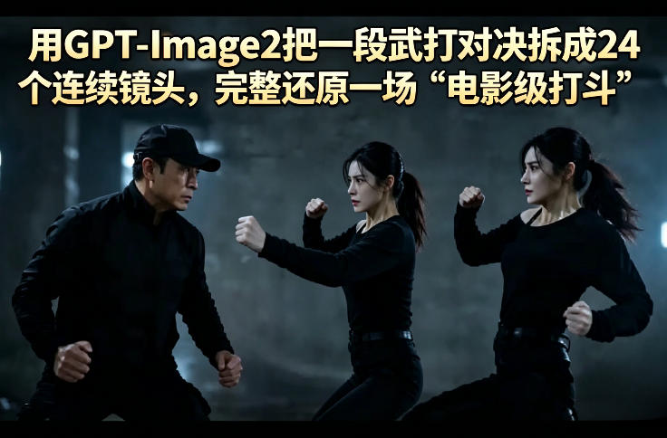 用GPT-Image2把一段武打对决拆成24个连续镜头，完整还原一场“电影级打斗”-咖脉互联