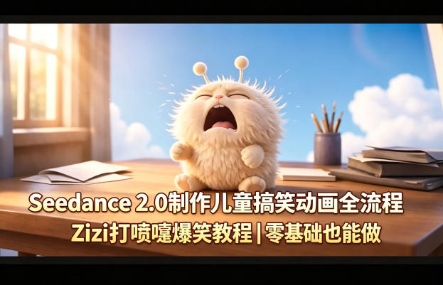Seedance 2.0制作儿童搞笑动画全流程Zizi打喷嚏爆笑教程|零基础也能做-咖脉互联