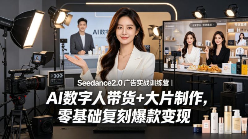 Seedance2.0广告实战训练营｜AI数字人带货+大片制作，零基础复刻爆款变现-咖脉互联