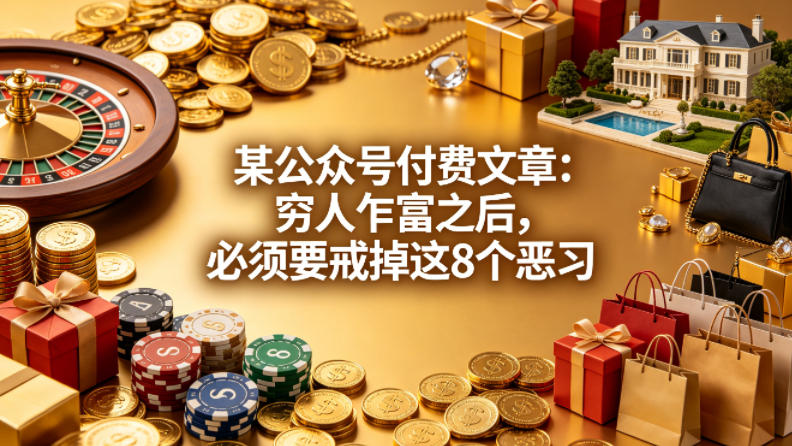 某公众号付费文章:穷人乍富之后,必须要戒掉这8个恶习-咖脉互联