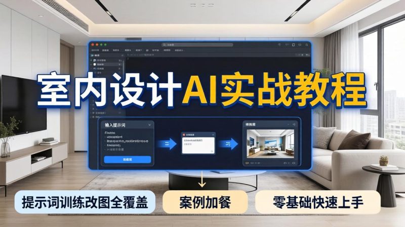 2026室内设计AI实战教程,提示词训练改图全覆盖,搭配案例加餐,零基础也能快速上手-咖脉互联
