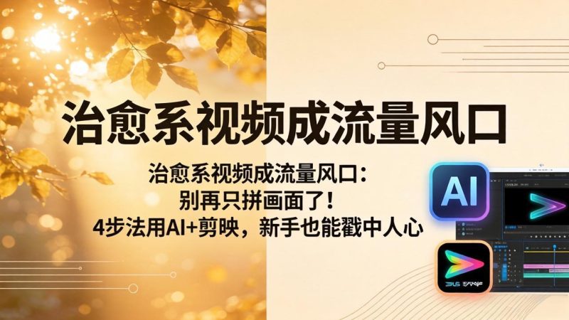 治愈系视频成流量风口：别再只拼画面了！4步法用AI+剪映，新手也能戳中人心-咖脉互联