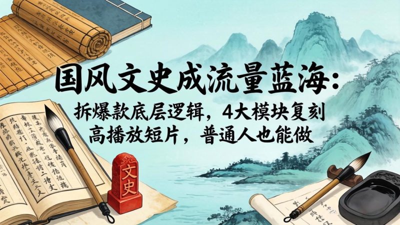 国风文史成流量蓝海:拆爆款底层逻辑,4大模块复刻高播放短片,普通人也能做-咖脉互联