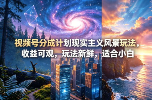 视频号分成计划现实主义风景玩法,收益可观,玩法新鲜,适合小白-咖脉互联