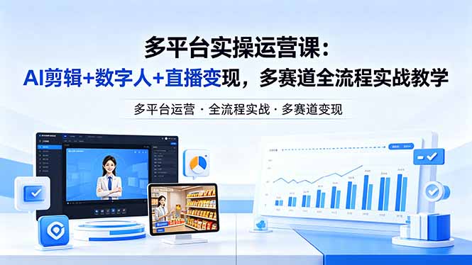 某团队多平台实操运营课-更新26年4月29:AI剪辑+数字人+直播变现,多赛道全流程实战教学-咖脉互联