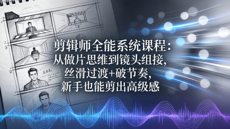 剪辑师全能系统课程:从做片思维到镜头组接,丝滑过渡+破节奏,新手也能剪出高级感-咖脉互联