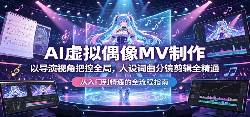 AI虚拟偶像MV制作：以导演视角把控全局，人设词曲分镜剪辑全精通-咖脉互联