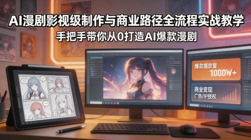 AI漫剧影视级制作与商业路径全流程实战教学,手带你从0打造AI爆款漫剧-咖脉互联