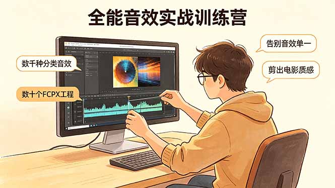 全能音效实战训练营:数千种分类音效+数十个FCPX工程,告别音效单一,剪出电影质感-咖脉互联