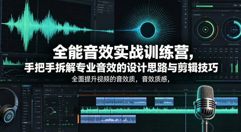 全能音效实战训练营,手把手拆解专业音效的设计思路与剪辑技巧,全面提升视频的音效质感-咖脉互联