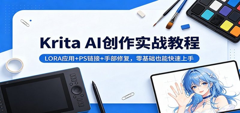 Krita AI创作实战教程：LORA应用+PS链接+手部修复，零基础也能快速上手-咖脉互联