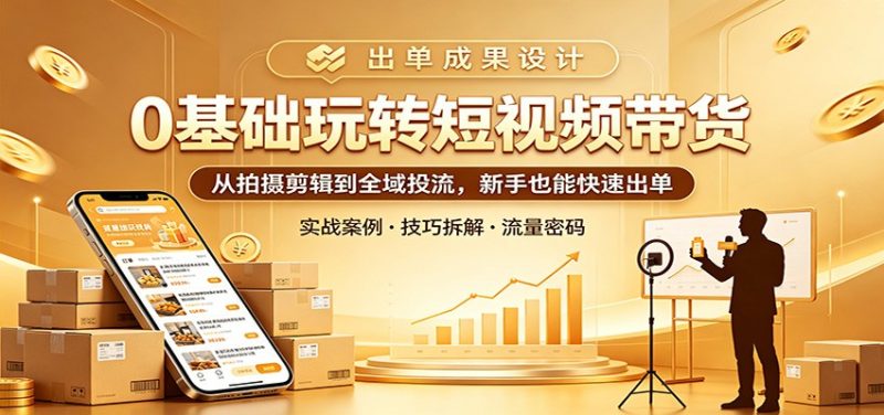 0基础玩转短视频带货:从拍摄剪辑到全域投流,新手也能快速出单-咖脉互联