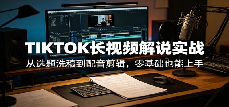 TIKTOK长视频解说实战:从选题洗稿到配音剪辑,零基础也能上手-咖脉互联