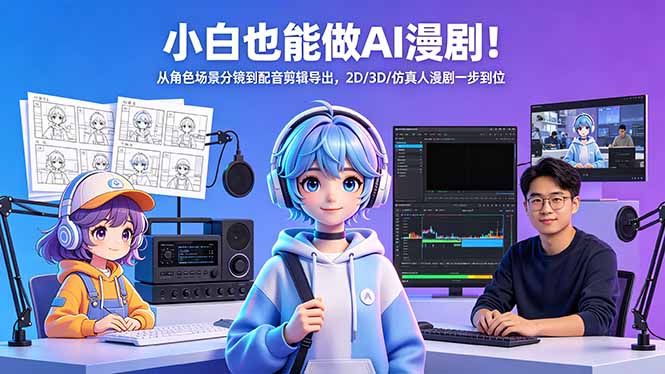小白也能做AI漫剧!从角色场景分镜到配音剪辑导出,2D/3D/仿真人漫剧一步到位-咖脉互联