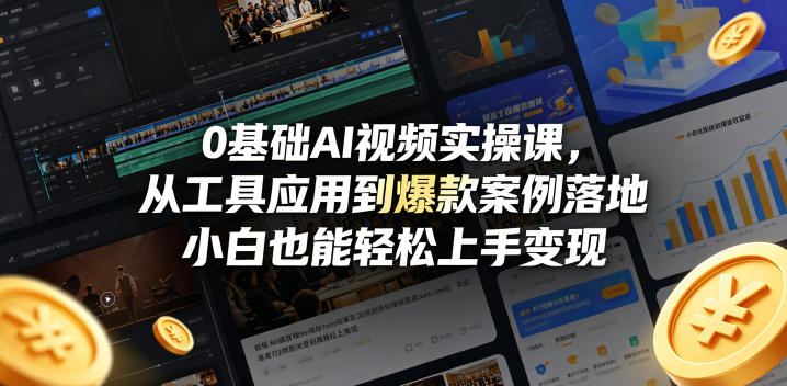 0基础AI视频实操课，从工具应用到爆款案例落地，小白也能轻松上手变现-咖脉互联