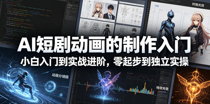 AI短剧动画的制作入门,小白入门到实战进阶,零起步到独立实操-咖脉互联