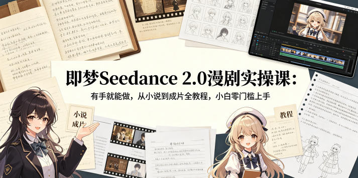 即梦Seedance 2.0漫剧实操课:有手就能做,从小说到成片全教程,小白零门槛上手-咖脉互联