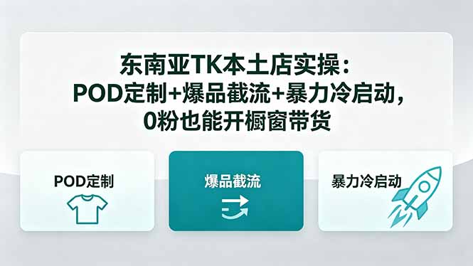 东南亚TK本土店实操:POD定制+爆品截流+暴力冷启动,0粉也能开橱窗带货-咖脉互联