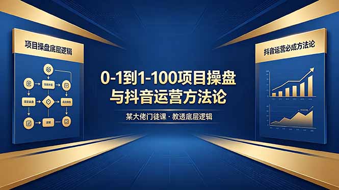 0-1到1-100怎么建?某大佬门徒课教透项目操盘底层逻辑+抖音运营必成方法论-咖脉互联