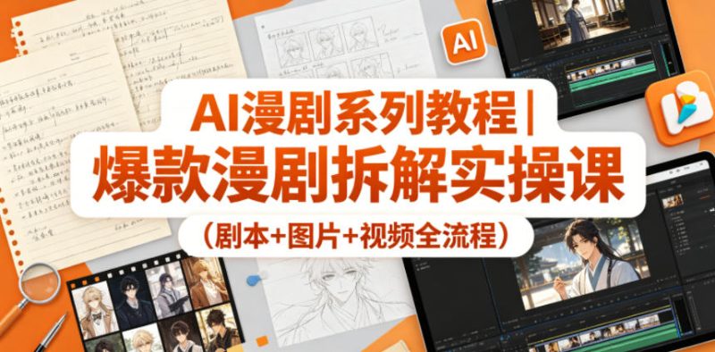 AI漫剧系列教程｜爆款漫剧拆解实操课(剧本+图片+视频全流程)-咖脉互联