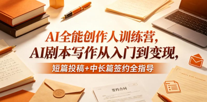 AI全能创作人训练营,AI剧本写作从入门到变现,短篇投稿+中长篇签约全指导-咖脉互联