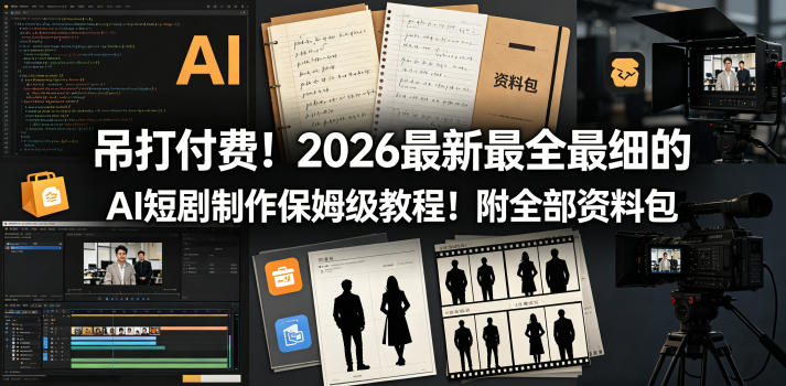 吊打付费!2026最新最全最细的AI短剧制作保姆级教程!附全部资料包-咖脉互联