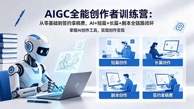 AIGC全能创作者训练营:从零基础到签约拿稿费,AI+短篇+长篇+剧本全链路闭环-咖脉互联