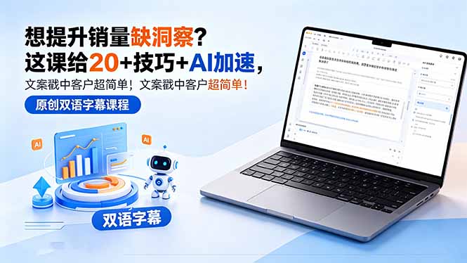 想提升销量缺洞察?这课给 20 + 技巧 + AI 加速,文案戳中客户超简单!【原创双语字幕】-咖脉互联