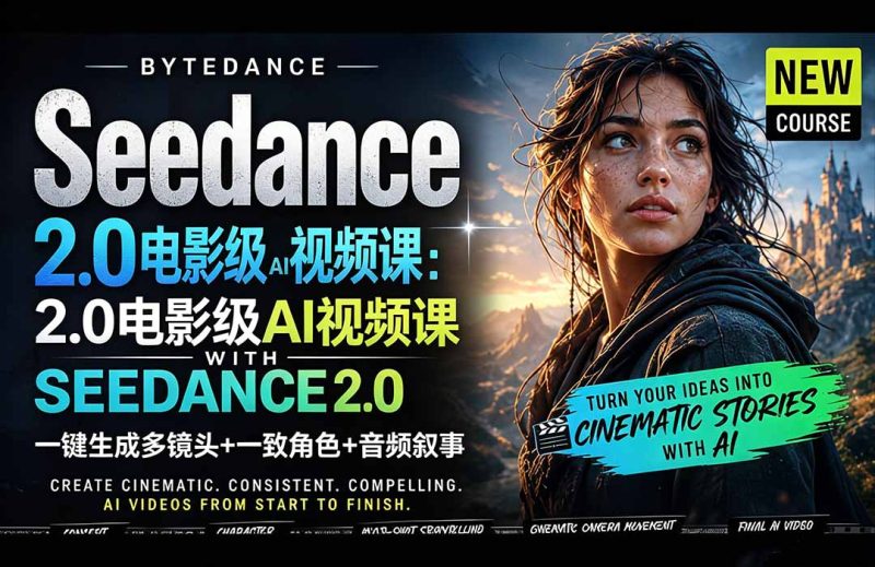 Seedance 2.0电影级AI视频课:一键生成多镜头+一致角色+音频叙事-咖脉互联