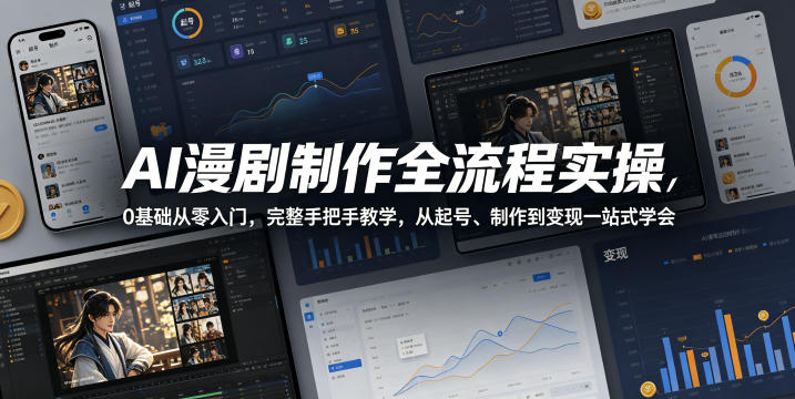 AI漫剧制作全流程实操,0基础从零入门,完整手把手教学,从起号、制作到变现一站式学会-咖脉互联