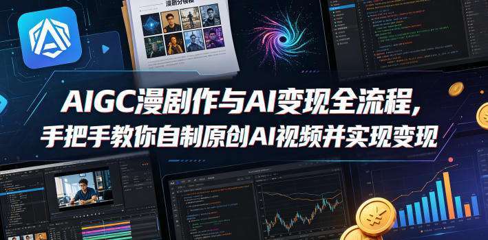 AIGC漫剧创作与AI变现全流程,手把手教你自制原创AI视频并实现变现-咖脉互联