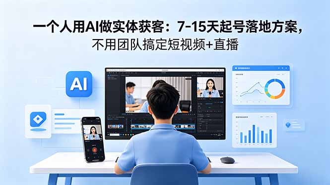 一个人用AI做实体获客:7-15天起号落地方案,不用团队搞定短视频+直播-咖脉互联