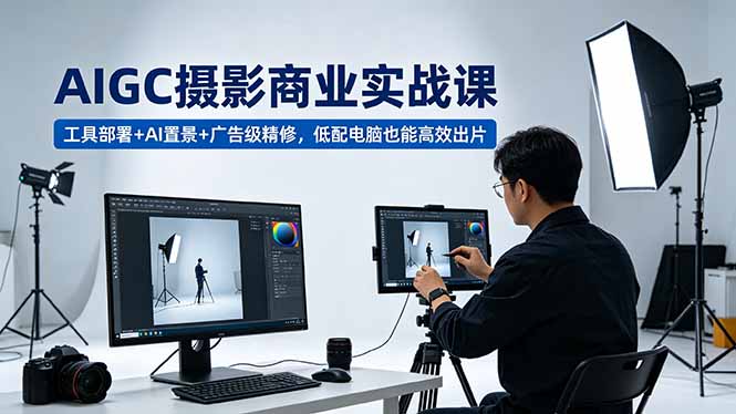 AIGC 摄影商业实战课,工具部署+AI置景+广告级精修,低配电脑也能高效出片-咖脉互联