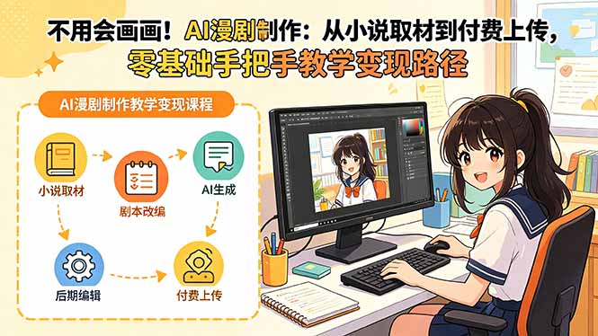 不用会画画!AI漫剧制作:从小说取材到付费上传,零基础手把手教学变现路径-咖脉互联
