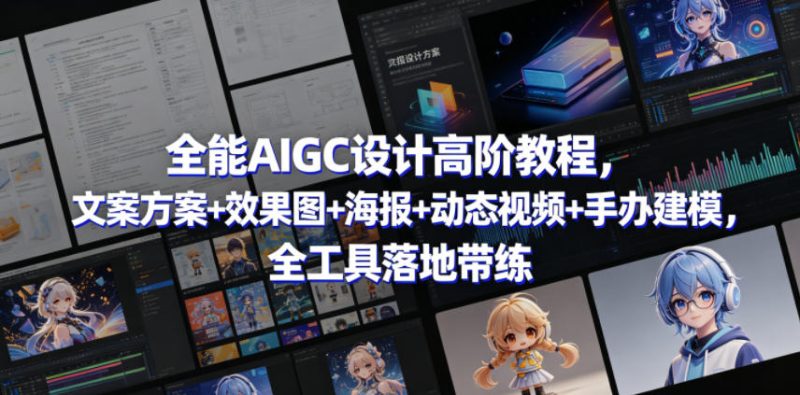 全能AIGC设计高阶教程，文案方案+效果图+海报+动态视频+手办建模，全工具落地带练-咖脉互联