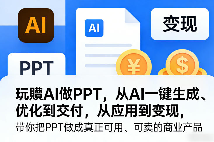 玩賺AI做PPT,从AI一键生成、优化到交付,从应用到变现,带你把PPT做成真正可用、可卖的商业产品(更新0513)-咖脉互联