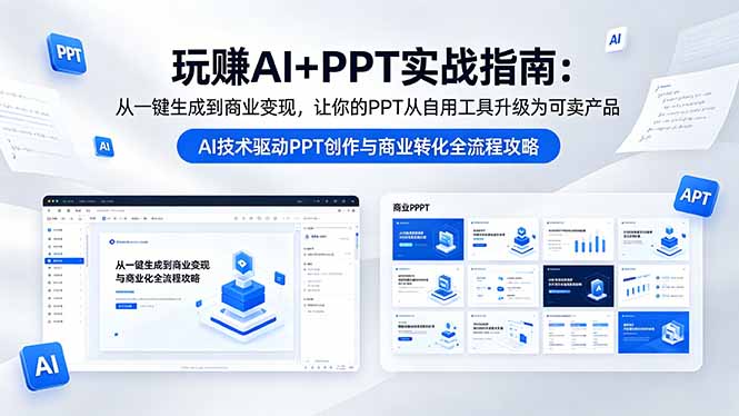 玩赚AI+PPT实战指南-更新5月13:从一键生成到商业变现,让你的PPT从自用工具升级为可卖产品-咖脉互联