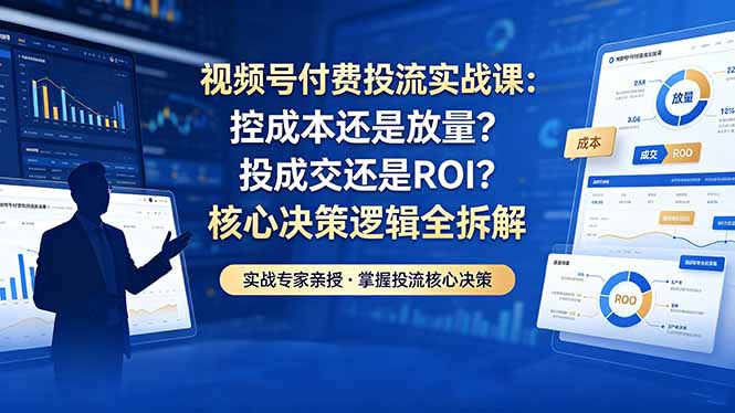 视频号付费投流实战课-5月:控成本还是放量?投成交还是ROI?核心决策逻辑全拆解-咖脉互联