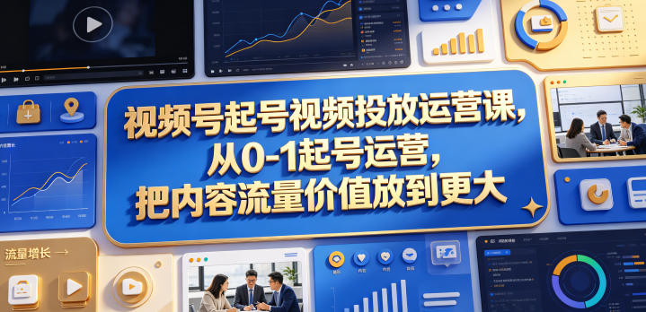 视频号起号视频投放运营课,从0-1起号运营,把内容流量价值放到更大-咖脉互联