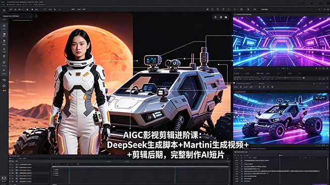 AIGC影视剪辑进阶课:DeepSeek生成脚本+Martini生成视频+剪辑后期,完整制作AI短片-咖脉互联
