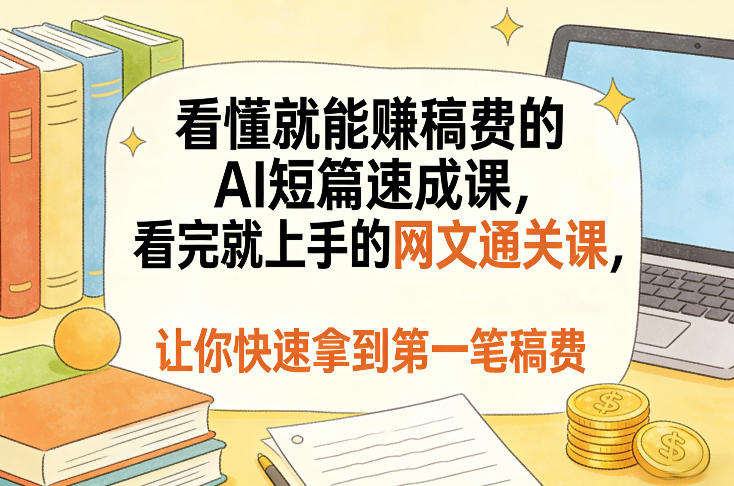 看懂就能賺稿费的AI短篇速成课,看完就上手的网文通关课,让你快速拿到第一笔稿费(更新5月)-咖脉互联