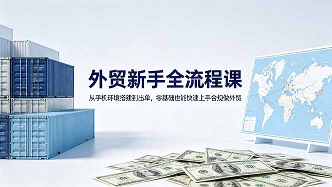 外贸新手全流程课:从手机环境搭建到出单,零基础也能快速上手合规做外贸-咖脉互联