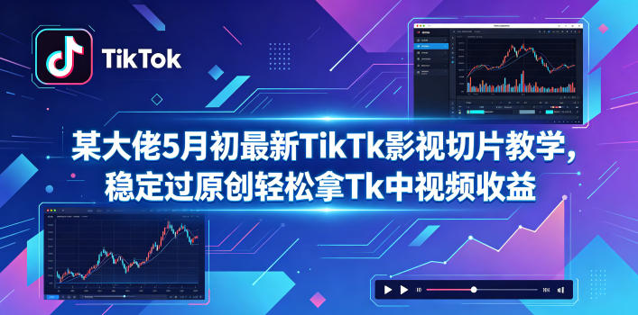 某大佬5月初最新TikTk影视切片教学,稳定过原创轻松拿Tk中视频收益-咖脉互联
